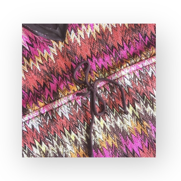 new Papillon Blanc 🝮 Sheer Woven Chiffon Top 🝮 Ikat Stripe 🝮 Pink Brown 🝮 L